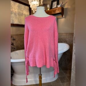 H&M LOGG cozy tie side pink crew neck sweater size small
